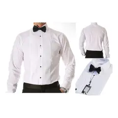 XPRESS RECHARGE - Camisa plisada blanca para ocasiones especiales