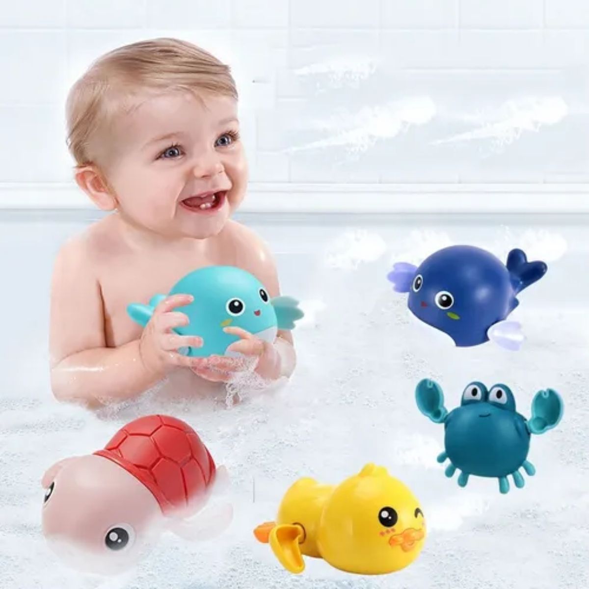 CRUSEC - Kit 5 Juguetes Para Baño Ducha Bañera Para Bebé Niños