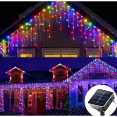 GENERICO - Luces Cascada Solar 5 Metros 240 Led Decoración Navidad Multicolor
