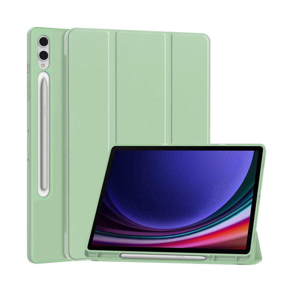GENERICO - Funda Con Porta Lápiz Para Galaxy Tab S11-S10Lite-S10Fe-S9-S9Fe-S8-S7- Verde Claro