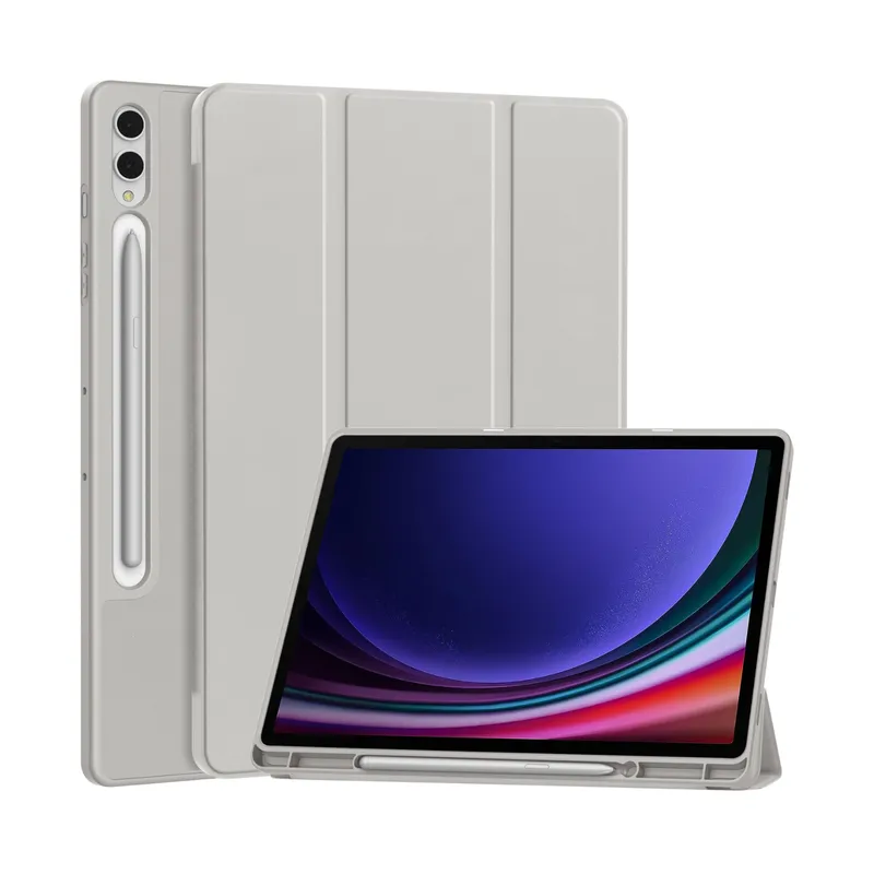 GENERICO - Fundas Con Porta Lapiz Para Galaxy Tab S7-S8-S9-S9Fe-S10Fe Gris