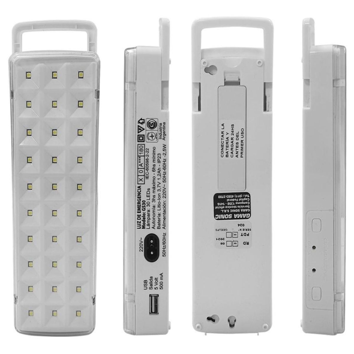 GENERICO - Luminaria Emergencia 30 Led (gs 30) - Negro