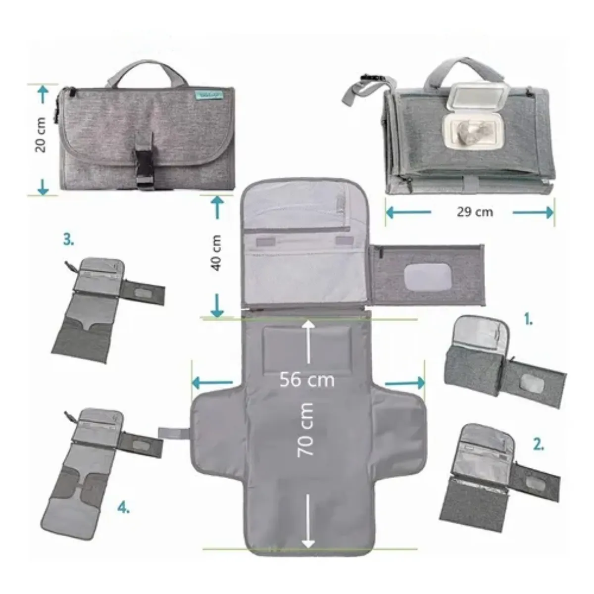 CRUSEC - Cambiador Mudador Pañales Bebé Plegable Portatil Impermeable