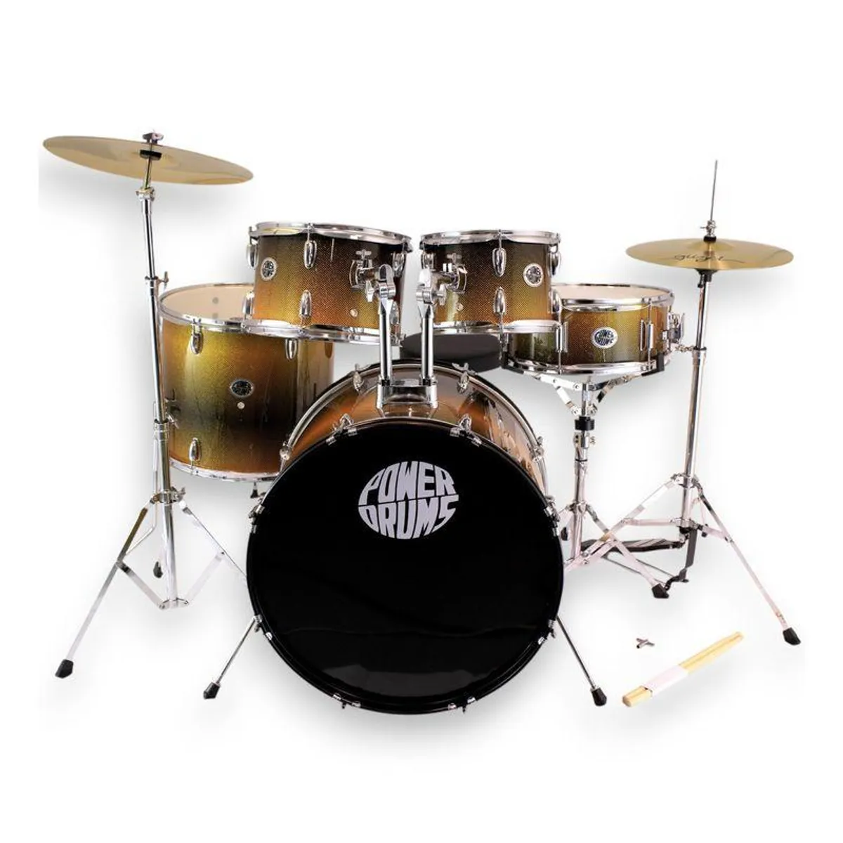 POWERDRUMS - Set De Batería Acústica PowerDrums CPJ-5 FKY - Amarillo