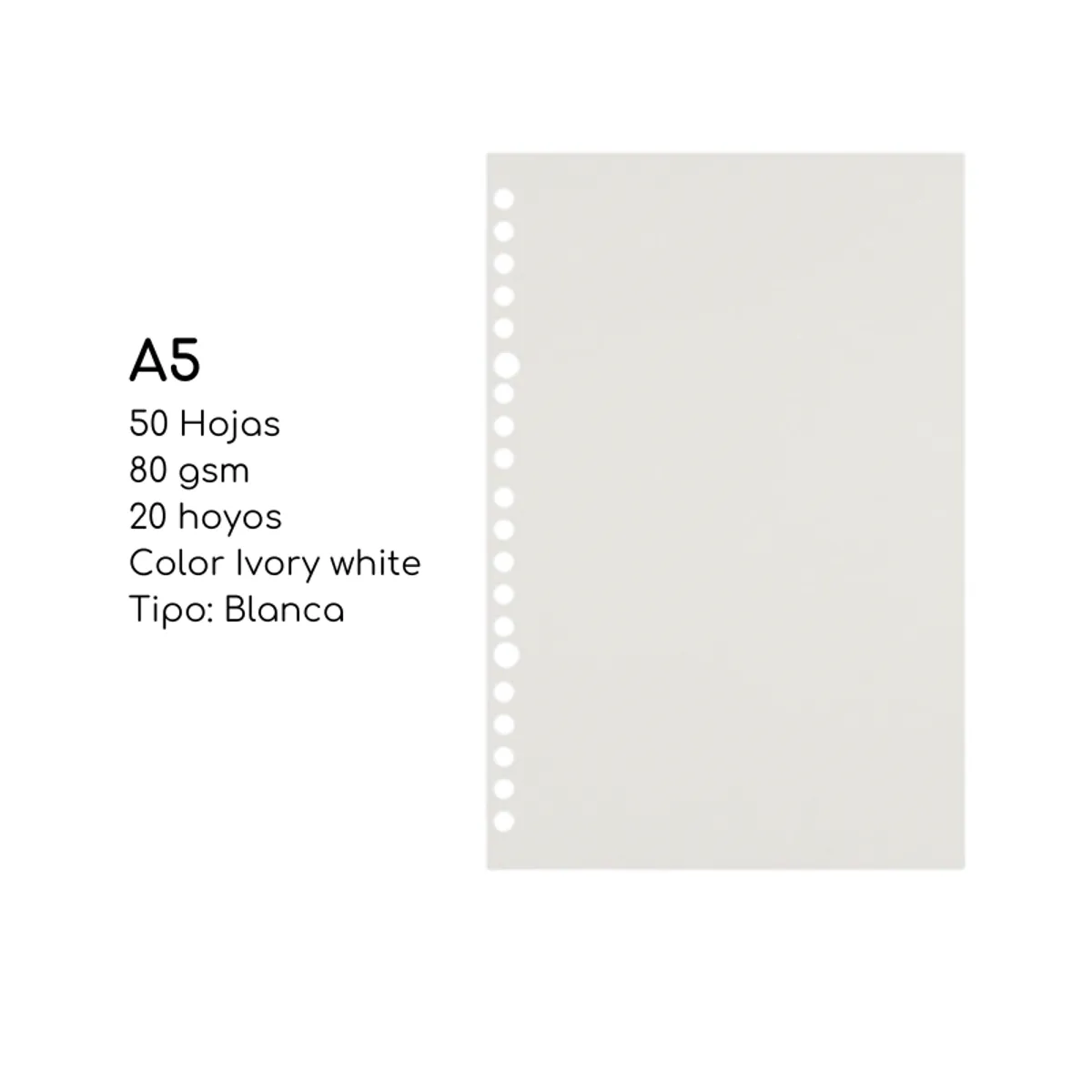 LANGUO - Pack2 Repuesto De Hojas Blanca Para Libret Anillad A5 Languo