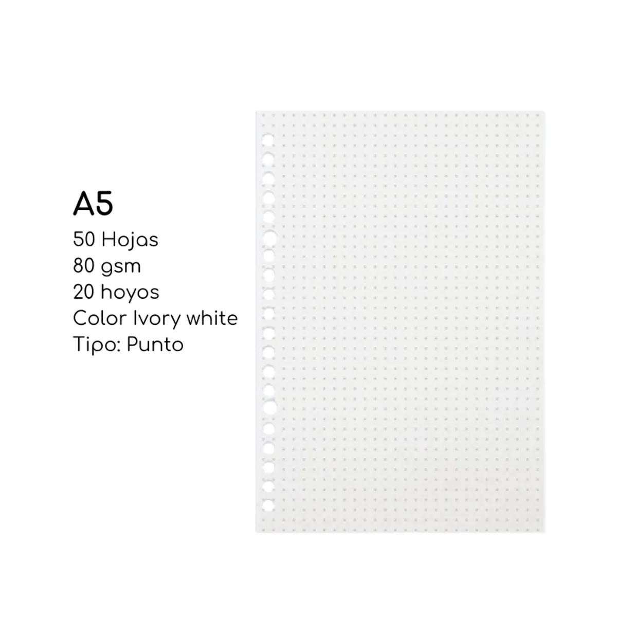 LANGUO - Pack2 Repuesto De Hojas Punto Para Libret Anillad A5 Languo