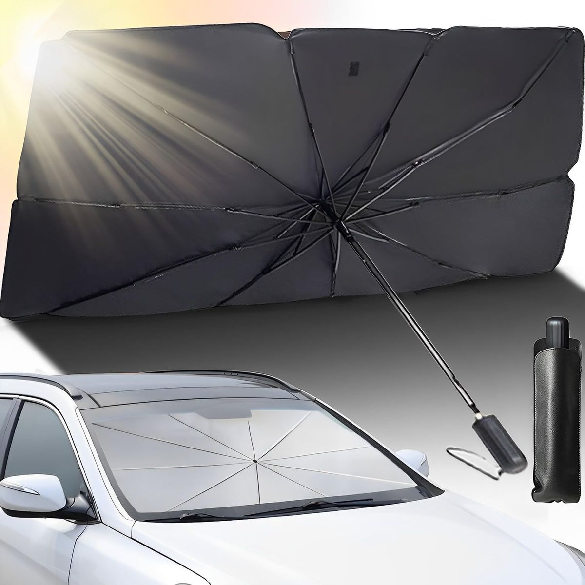 MOVI - Parasol plegable para Auto con filtro UV tipo paraguas
