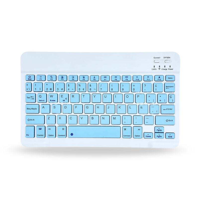 GENERICO - Teclado 7 " Bluetooth Para Tablet iPad letra Ñ - Celeste