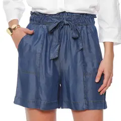 WADOS - BERMUDA LYOCELL TIRO ALTO PRETINA ELASTICADA CON LAZO Y BOLSILLO