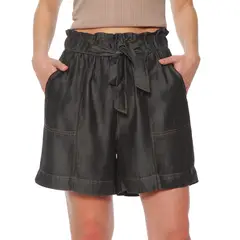 WADOS - BERMUDA LYOCELL TIRO ALTO PRETINA ELASTICADA CON LAZO Y BOLSILLO
