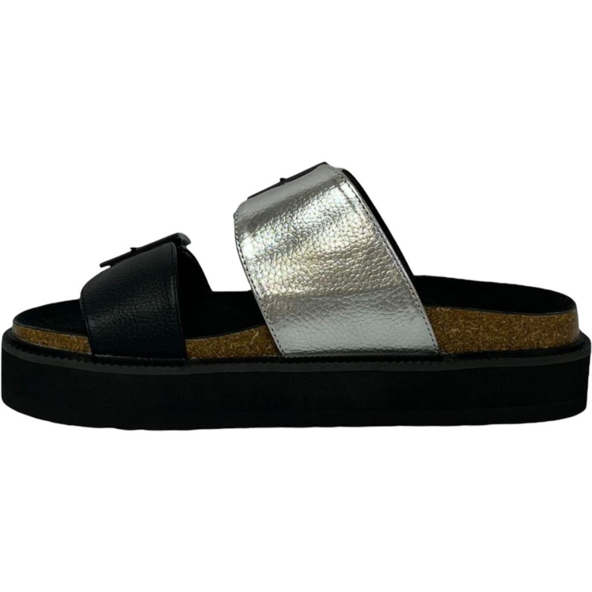 DETOGNI - Sandalia Mujer Plateado/Negro London Detogni