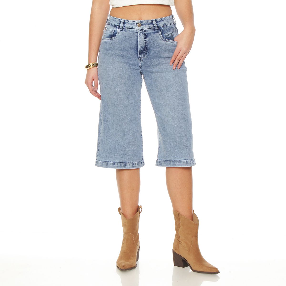 WADOS - JORT BERMUDA DENIM TIRO ALTO PRETINA 1 BOTON