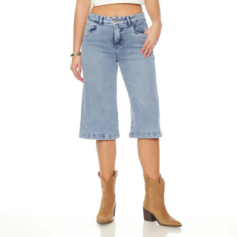 WADOS - JORT BERMUDA DENIM TIRO ALTO PRETINA 1 BOTON
