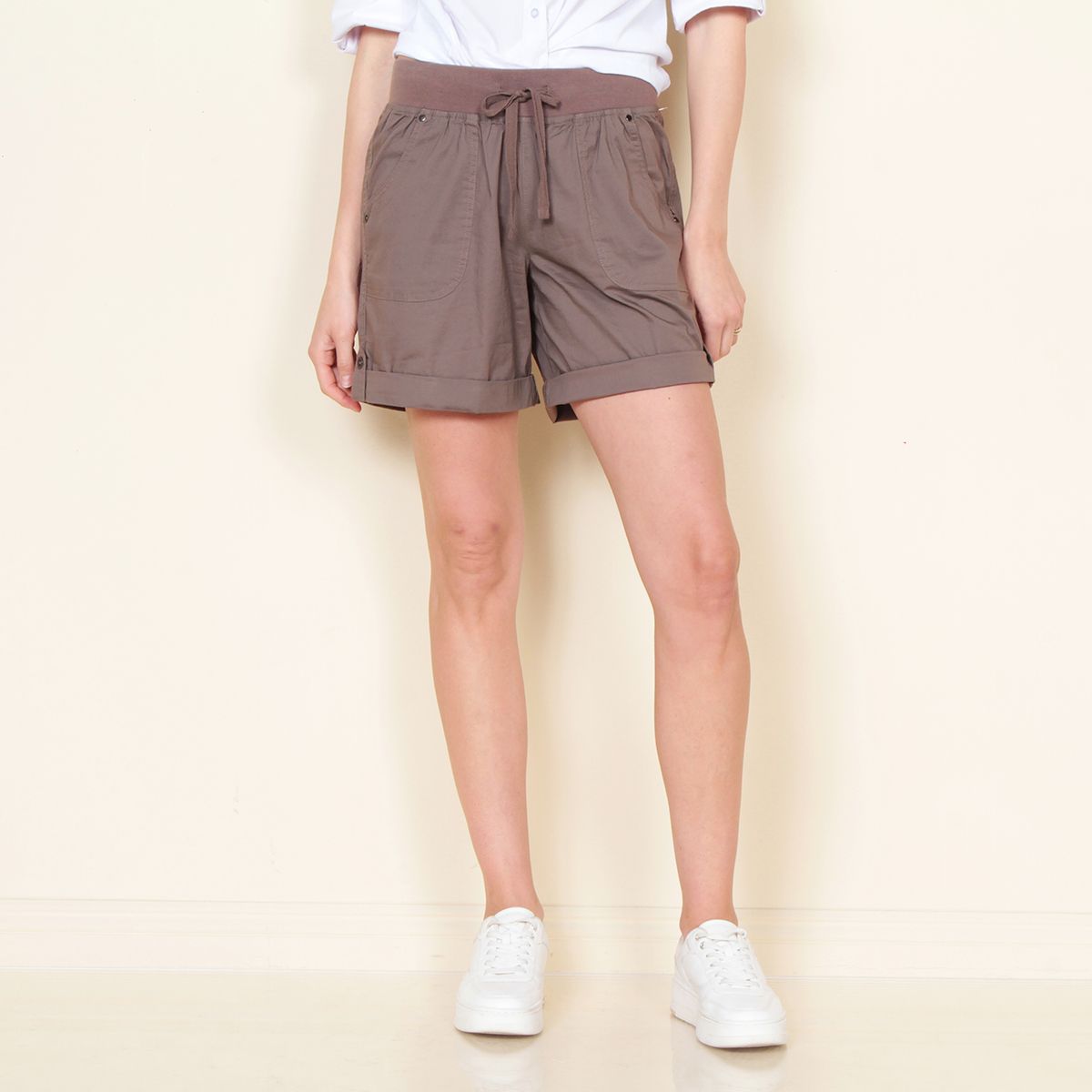 WADOS - SHORT SOLIDO CON CINTURA ELASTICADA Y LAZO ROLL UP