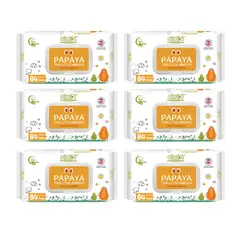 AIWIBI - 6 paquetes Toallitas 99.9% Agua Con Fibra De Papaya