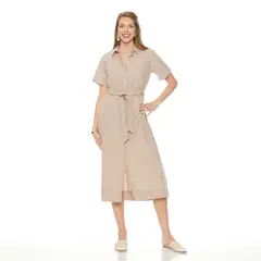 WADOS - VESTIDO CAMISERO MANGA CORTA CON LAZO EN CINTURA
