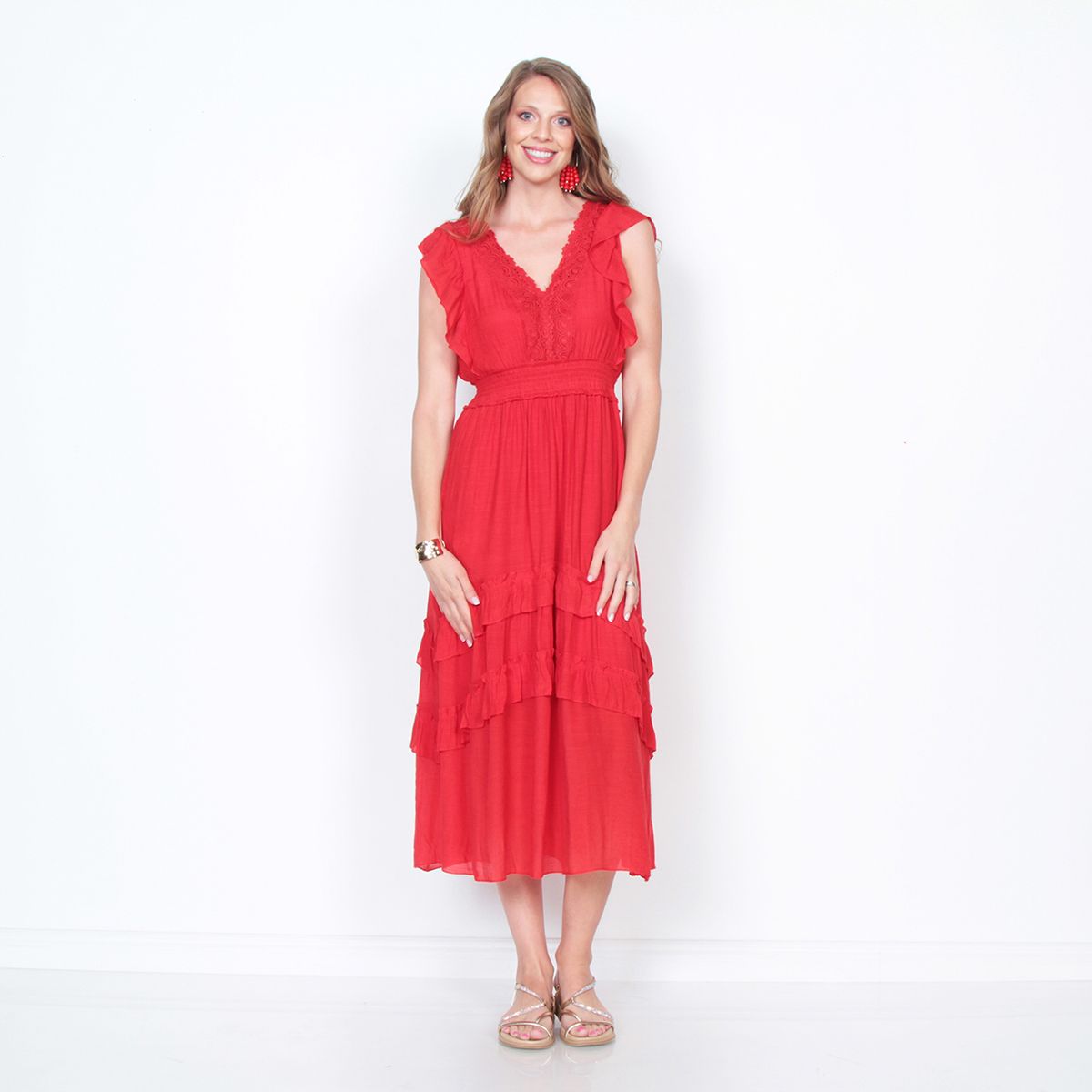 WADOS - VESTIDO MANGA CORTA SOLIDO ESCOTE V