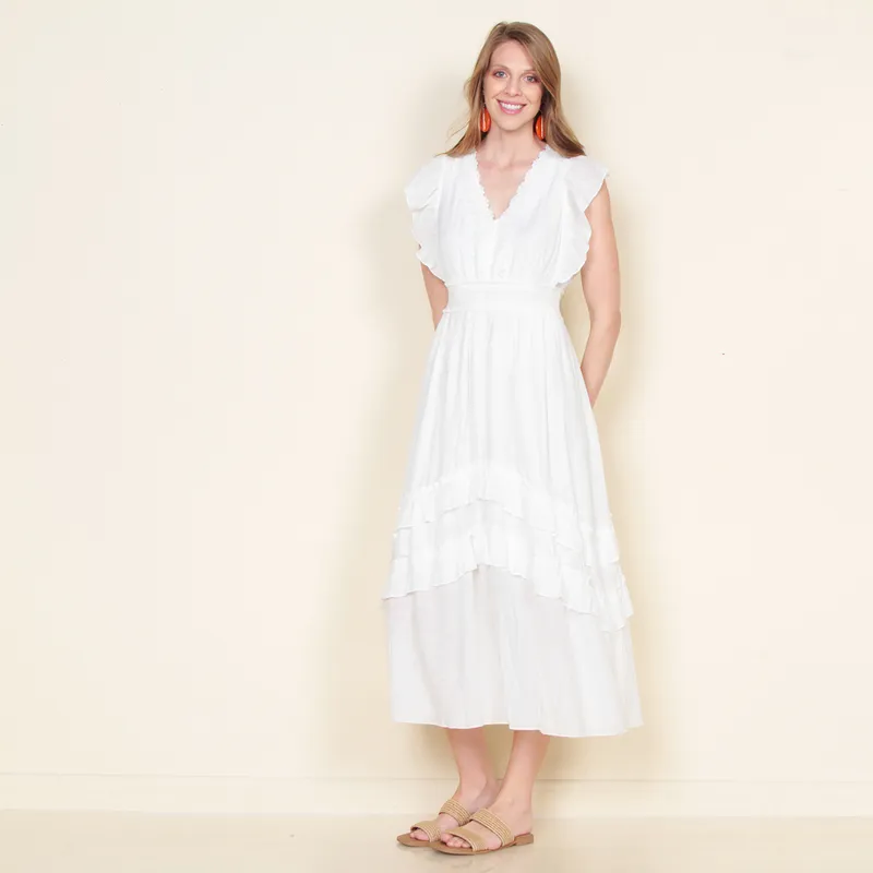 WADOS - VESTIDO MANGA CORTA SOLIDO ESCOTE V