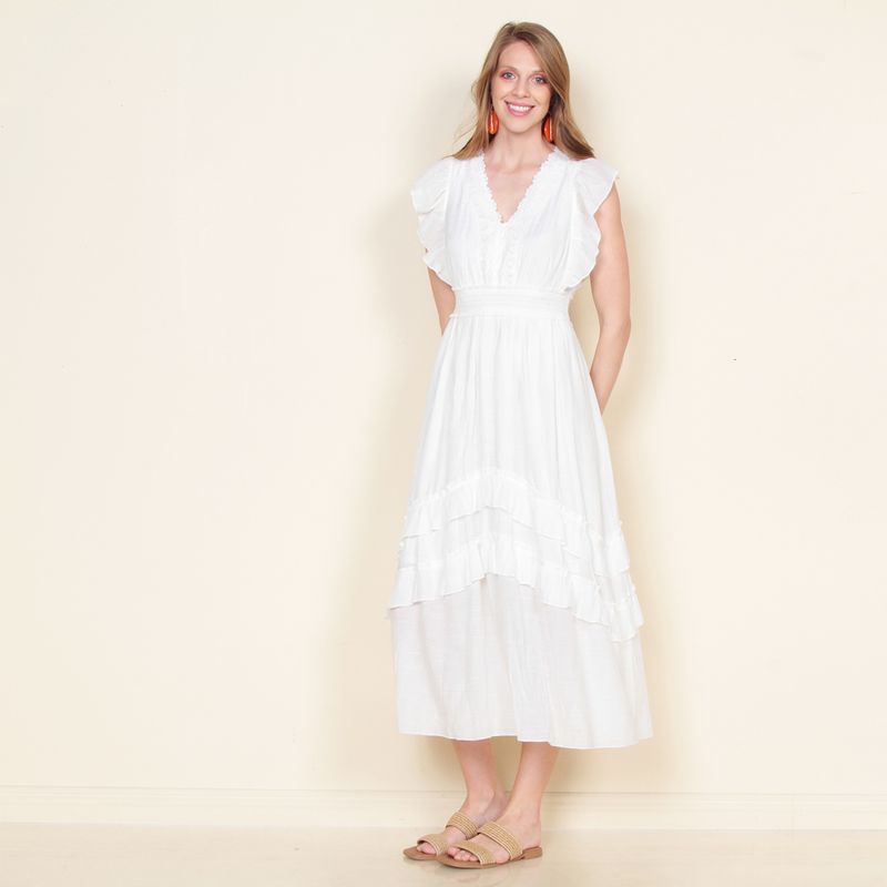 WADOS - VESTIDO MANGA CORTA SOLIDO ESCOTE V