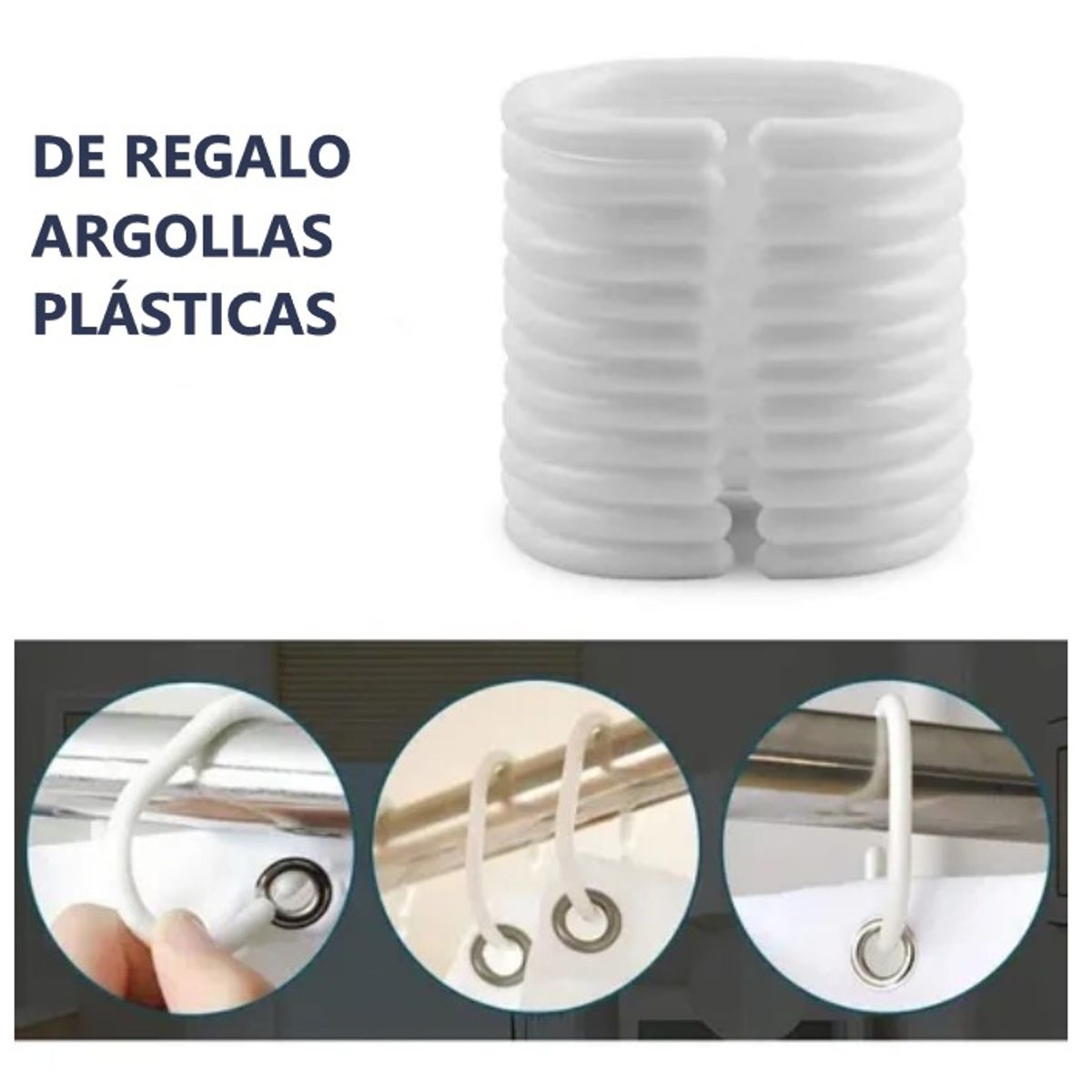 COMPRAPO - Cortina Baño Impermeable Susurro de Flor más 12 Ganchos 180x180 Cm.