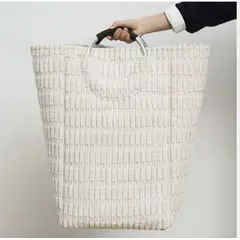 HD HOGAR SPA - Canasto Cesto Tela Organizador Multiuso Para Ropa Sucia --- Crudo