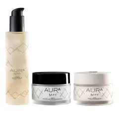 AURA MAY - Pack Crema Facial Energizante dia + Crema Facial Noche + Agua Micelar