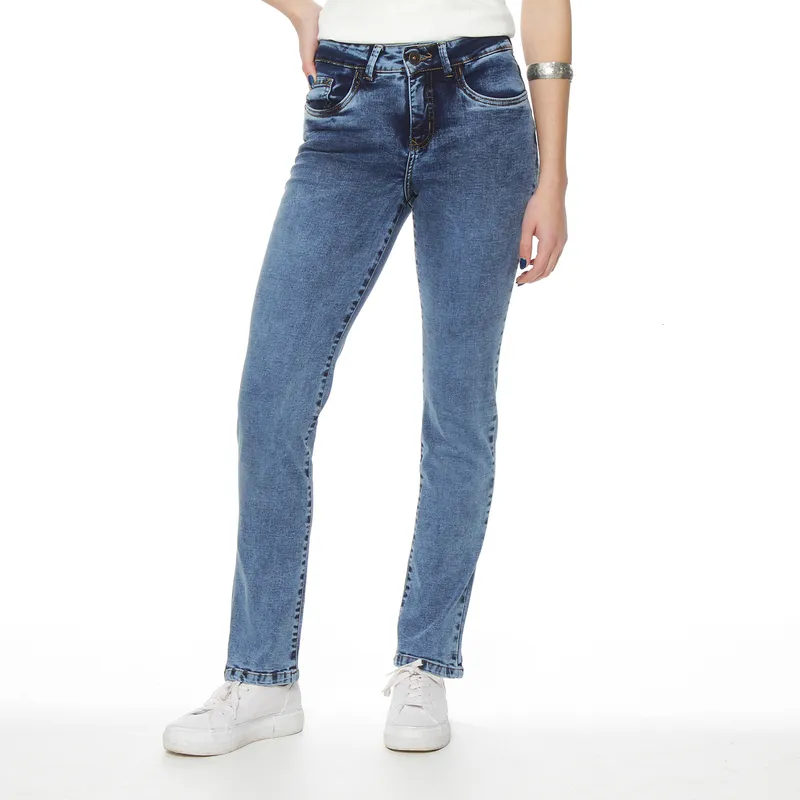 WADOS - JEANS SLIM TIRO ALTO PRETINA UN BOTON PUSH UP