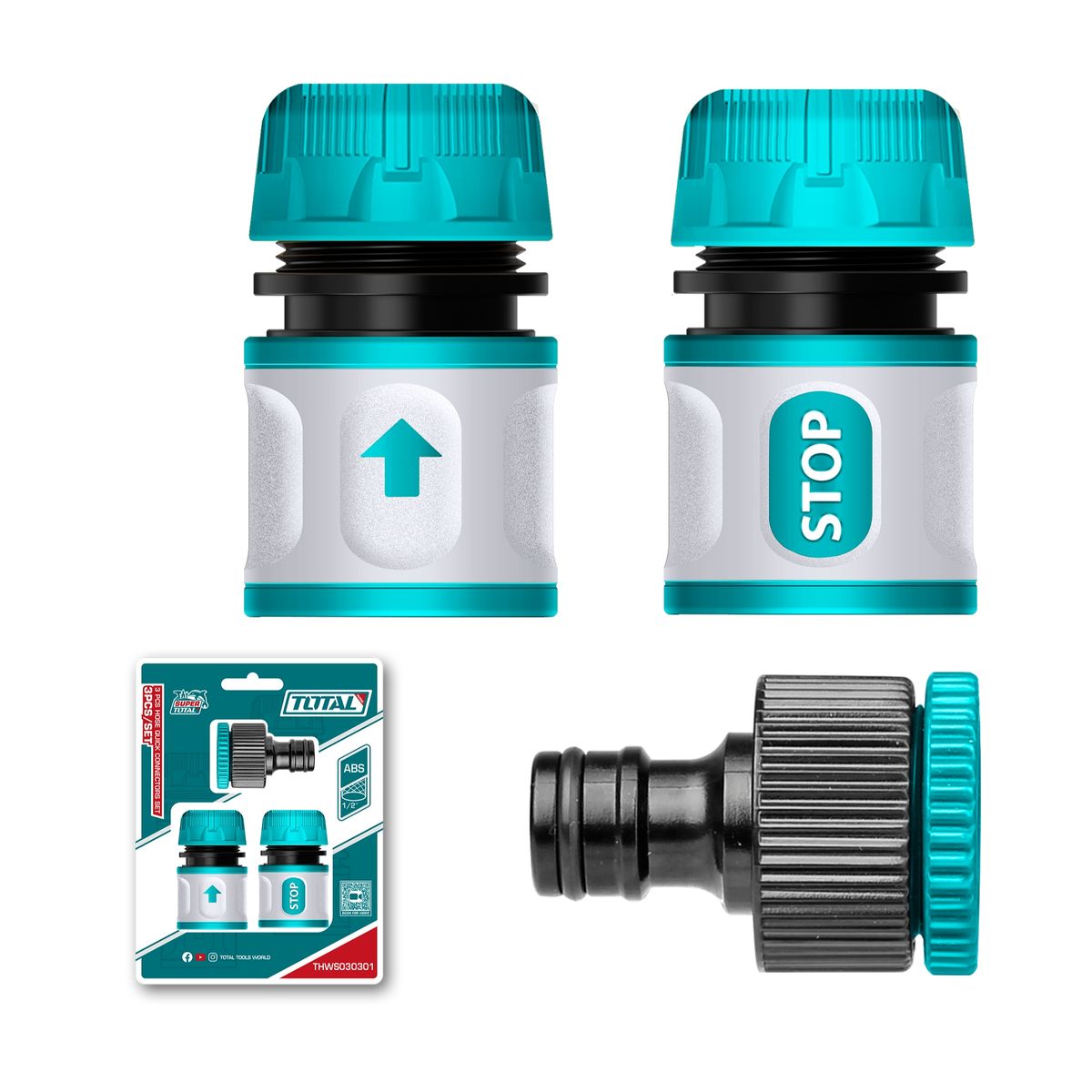 TOTAL TOOLS - Juego conexiones rapido por 3 piezas para manguera Total