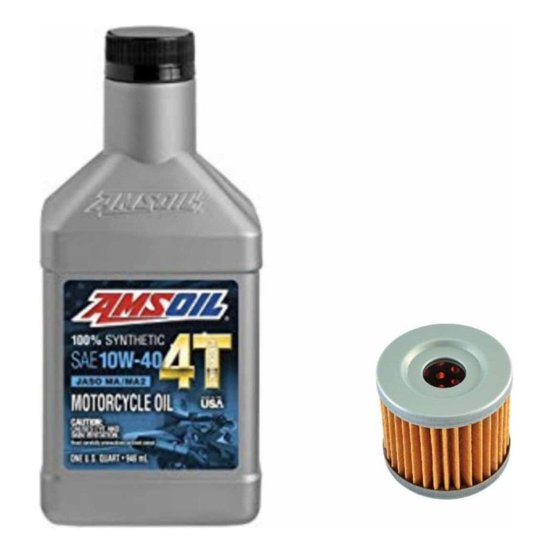 GENERICO - Kit Mantecion Moto Suzuki Gs 150r amsoil 10w40 + Filtro