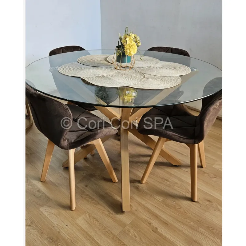 CORI CORI - Comedor Warwick 120cm + 4 Sillas Mariposa Velvet