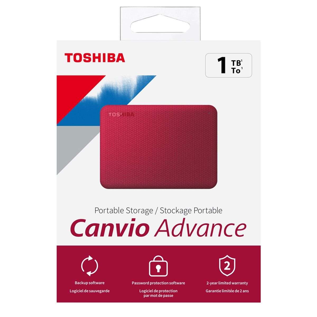 TOSHIBA - Disco Duro Externo 1TB Toshiba Canvio Advance Rojo HDTCA10XR3AA