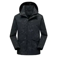 ANDESLAND OUTDOOR APPAREL - Cortaviento Impermeable Urbano Bengala Negro Estampado Hombre