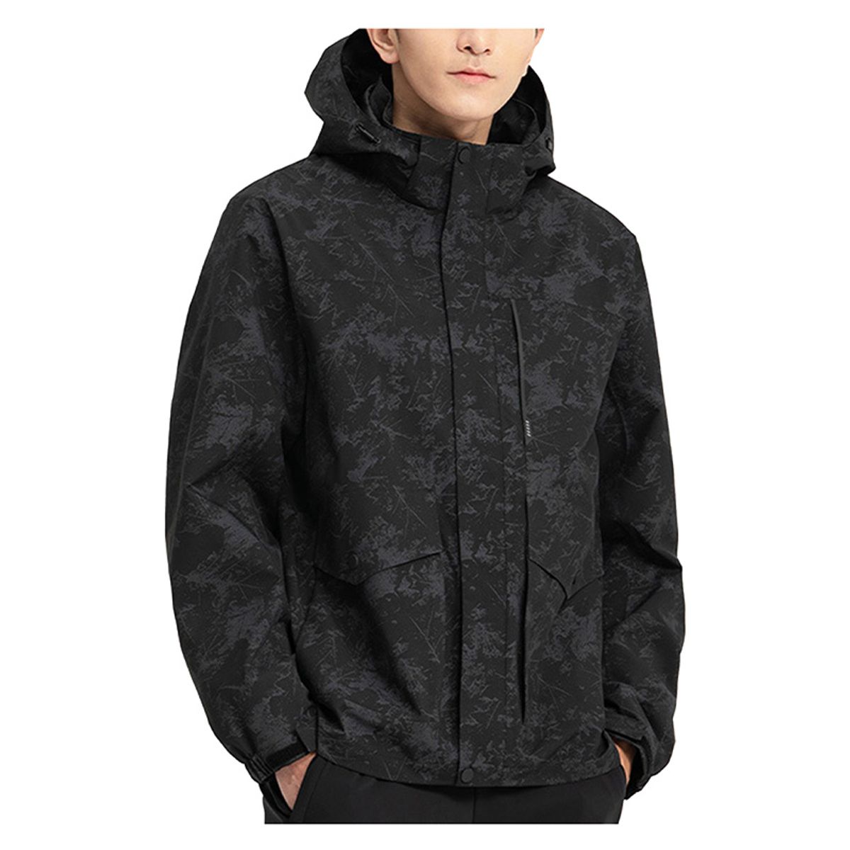 ANDESLAND OUTDOOR APPAREL - Cortaviento Impermeable Urbano Bengala Negro Estampado Hombre