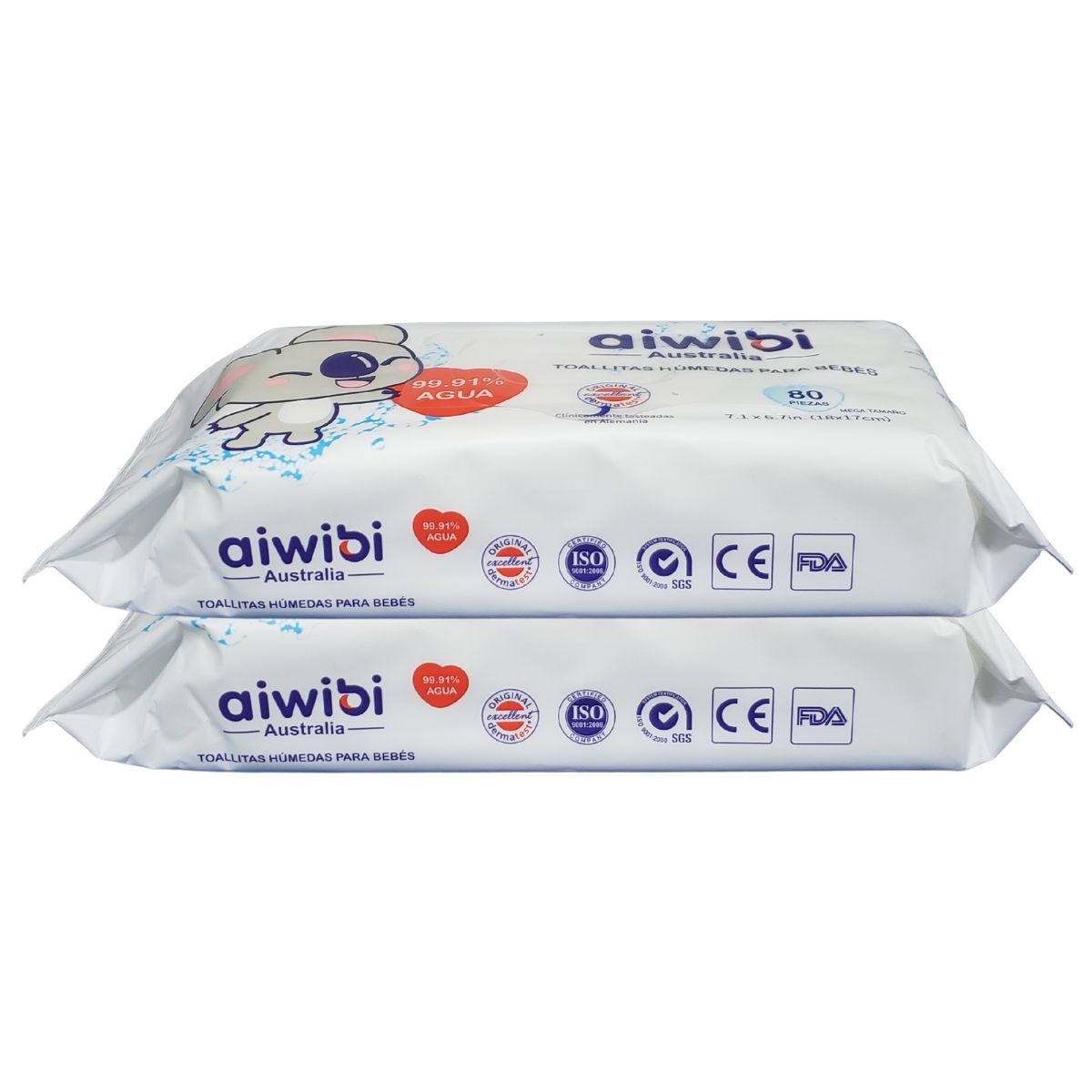 AIWIBI - 2 Paquete Toallitas Húmedas Aiwibi 99.91% Agua Pura