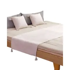 GENERICO - PIECERA MAS 2 FUNDAS CON POMPONES BEIGE