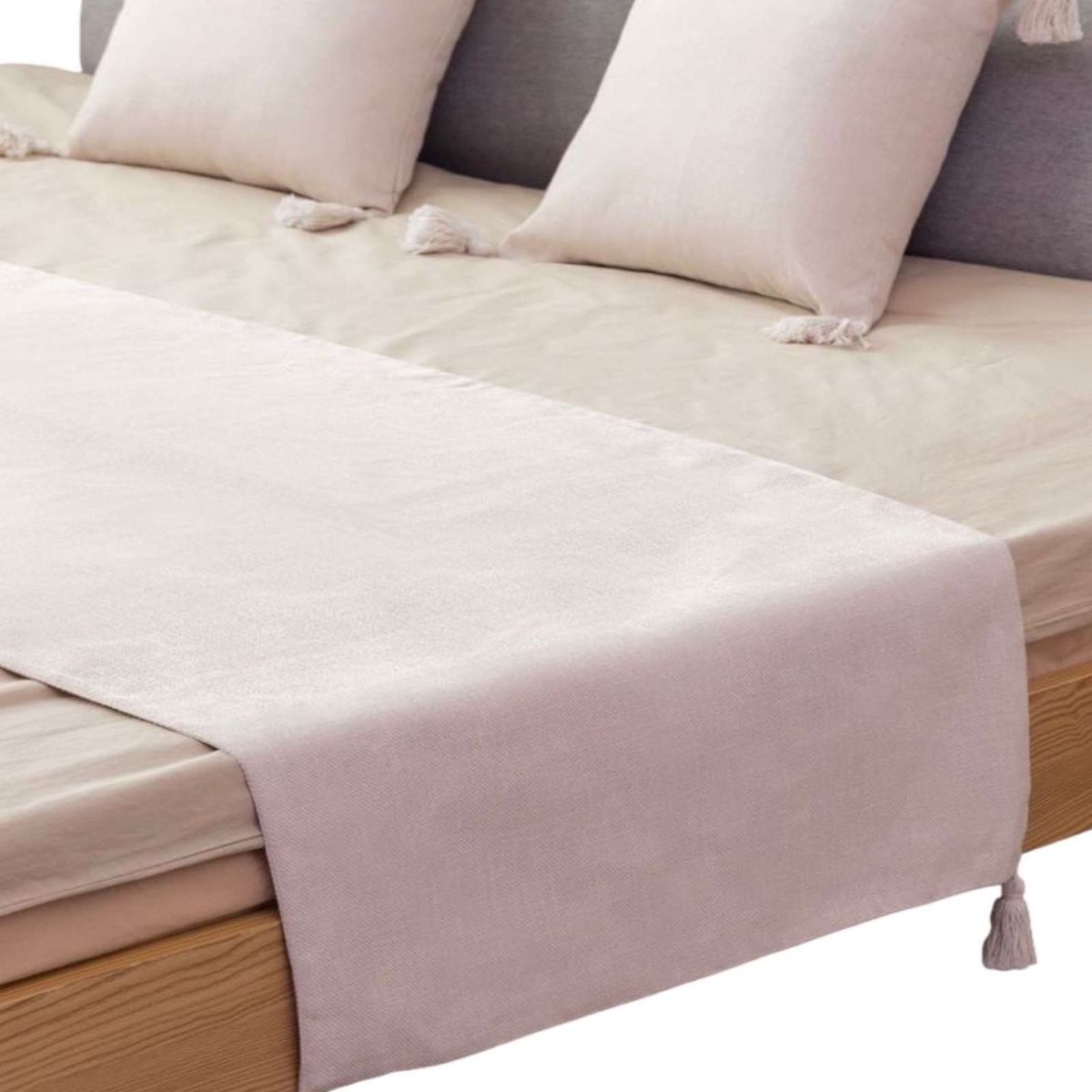 GENERICO - PIECERA MAS 2 FUNDAS CON POMPONES BEIGE