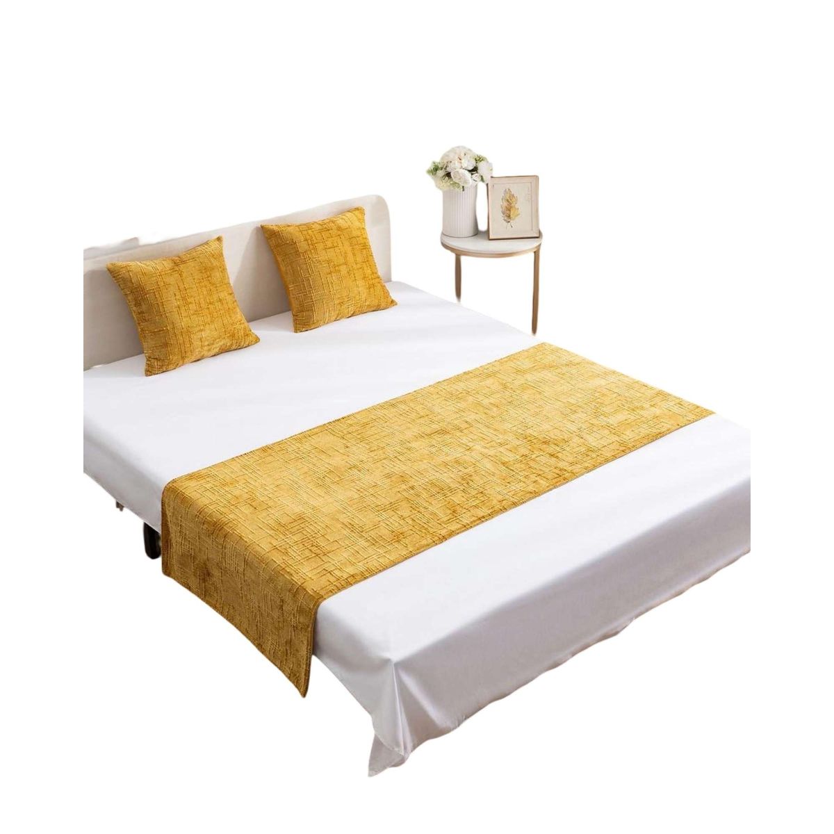 GENERICO - PIECERA MAS 2 FUNDAS MODELO CHENILLE AMARILLO