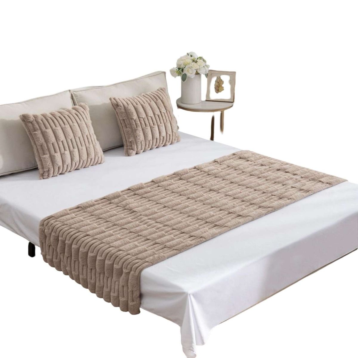 GENERICO - PIECERA MAS 2 FUNDAS DISEÑO BAMBU CAFÉ CLARO