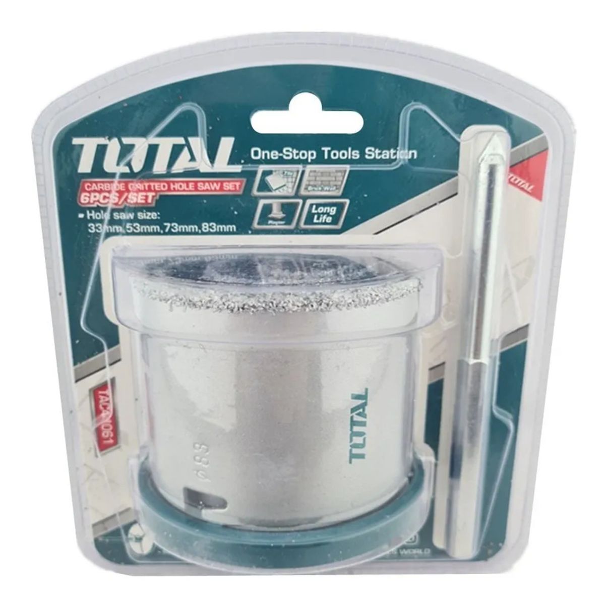 TOTAL TOOLS - Juego Broca Sierra Copa Diamantada 6 Piezas Total Tac44061