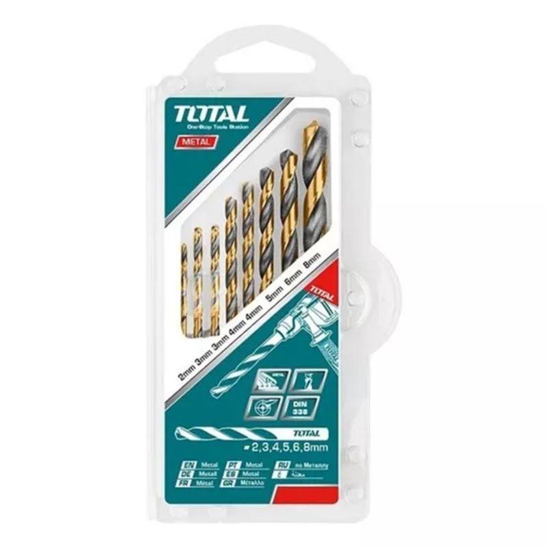 TOTAL TOOLS - Kit Set Juego Brocas Para Metal 8 Piezas