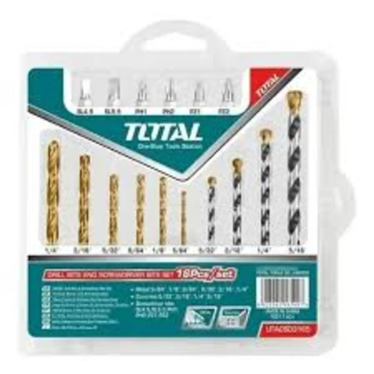 TOTAL TOOLS - Set Puntas Mechas Metal Concreto 16 Piezas