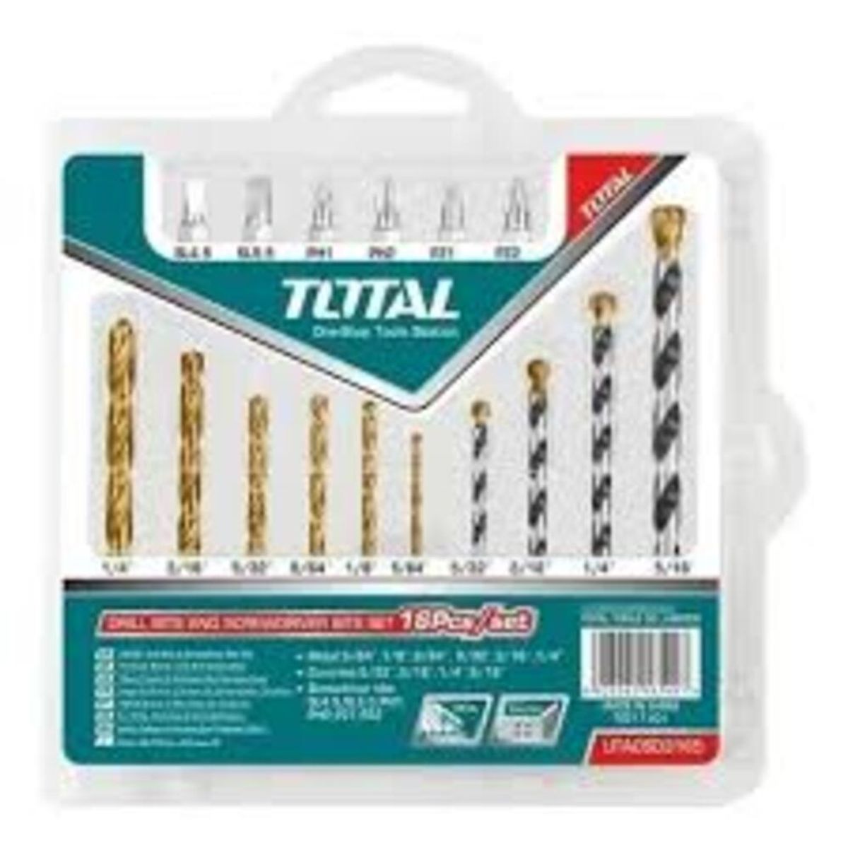 TOTAL TOOLS - Set Puntas Mechas Metal Concreto 16 Piezas