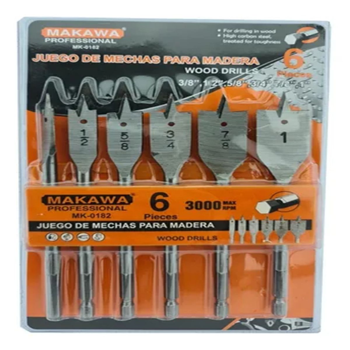 MAKAWA - Kit Juego Set De Mecha De Madera Para Taladro 6 Pieza Makawa
