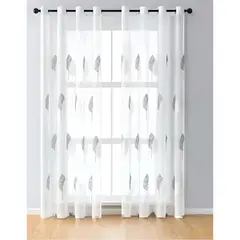 GENERICO - VISILLO CORTINA HOJAS GRIS 140x230 Cm 2 PAÑOS