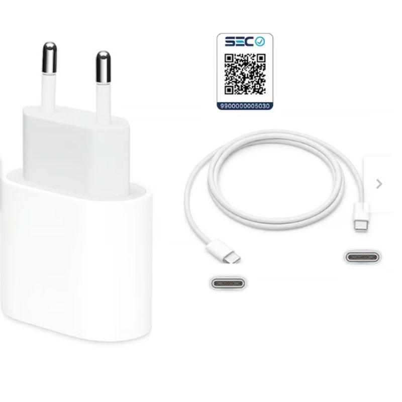 GEN - Cargador Carga Rápida para Iphone 20W Original + Cable USB-C A C 2mt