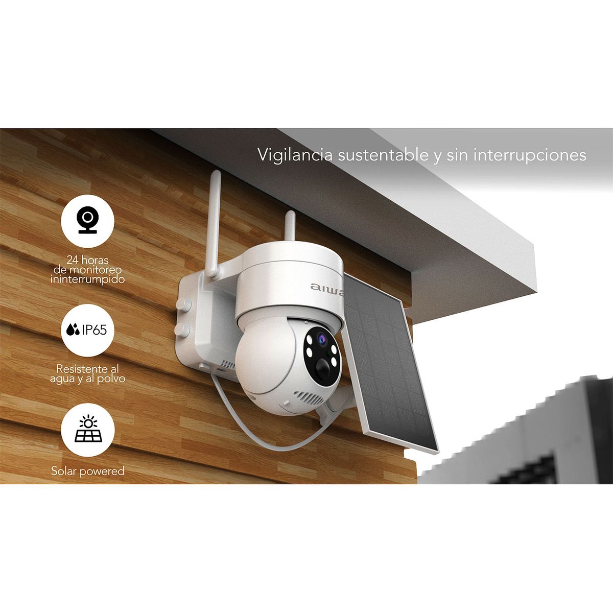 AIWA - Cámara De Seguridad Aiwa Wifi Exterior Panel Solar Awcto43