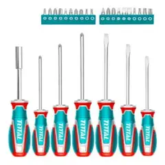 TOTAL TOOLS - Kit Set Juego Desatornilladores 27 Piezas Total Tksds2726