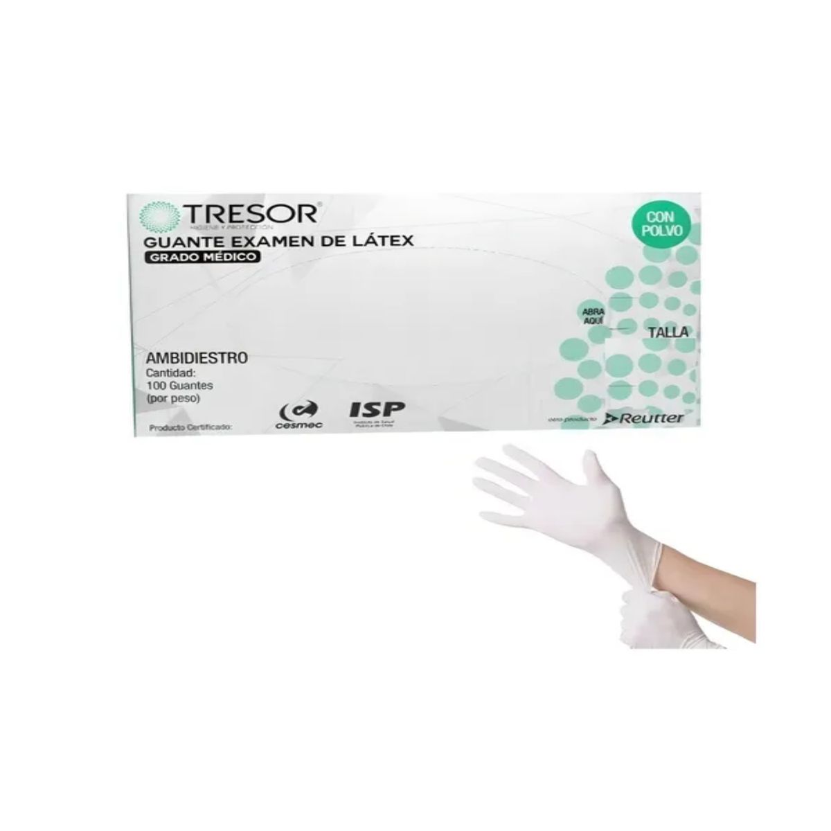 CRANBERRY - Guantes Latex Blanco Tresor Talla M Caja De 100 Unidades