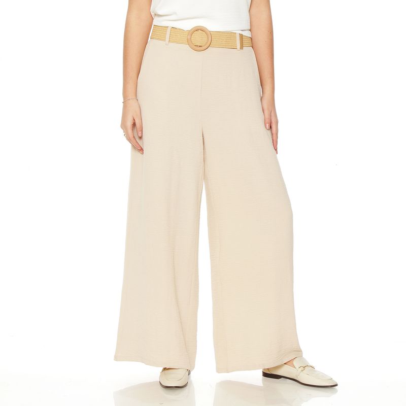 WADOS - PANTALON WIDE LEG TIRO ALTO PRETINA BASICA  CON CINTURON