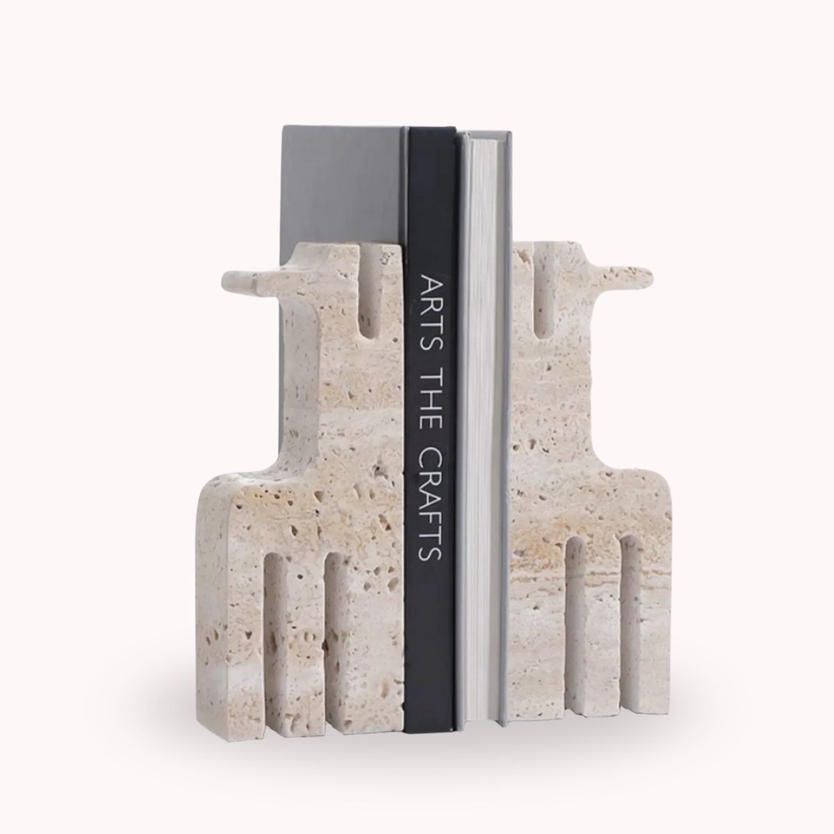 SANTU HOME & DECO - Sujeta Libros Escultura Etnica Travertino Soporte